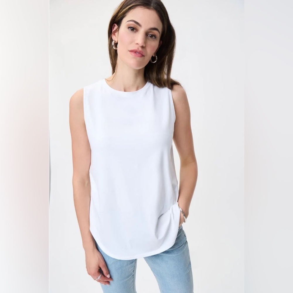 Joseph Ribkoff Sleeveless Crewneck Vanilla Top Style 231186 - Picture 1 of 8